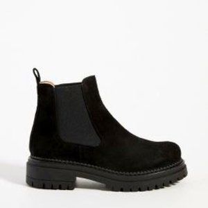 Suede Platform Chelsea Boots (Anthropologie, size: 8, color: Black)